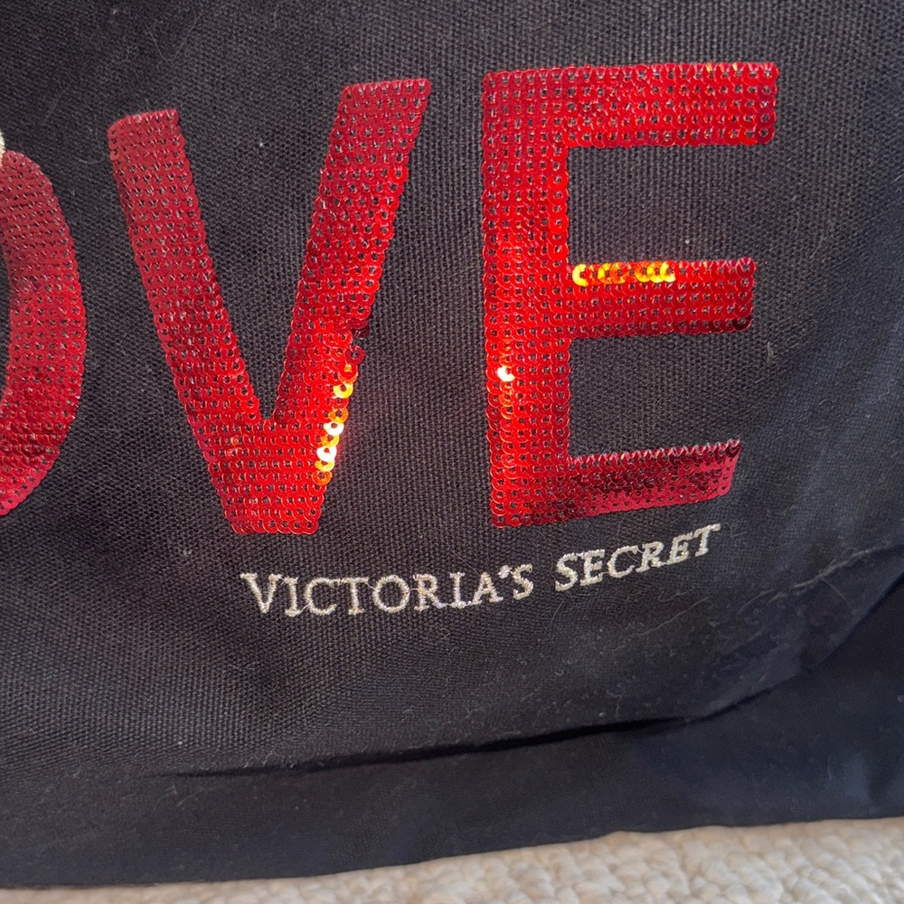 Victoria's Secret Black Tote with Red and Silver Accents - Picture 3 of 9